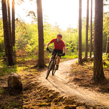 Man biking on a nature trail