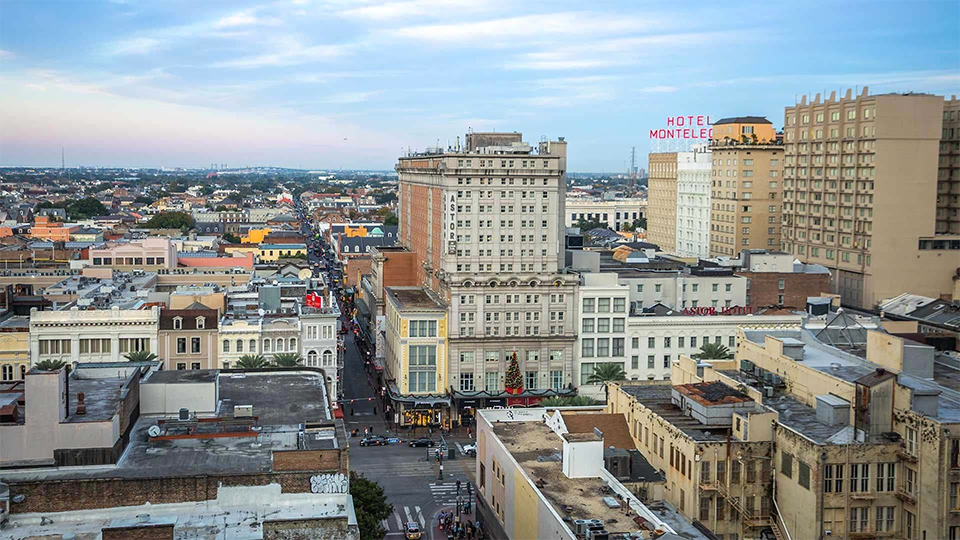 Aerial view of downtown New Orleans