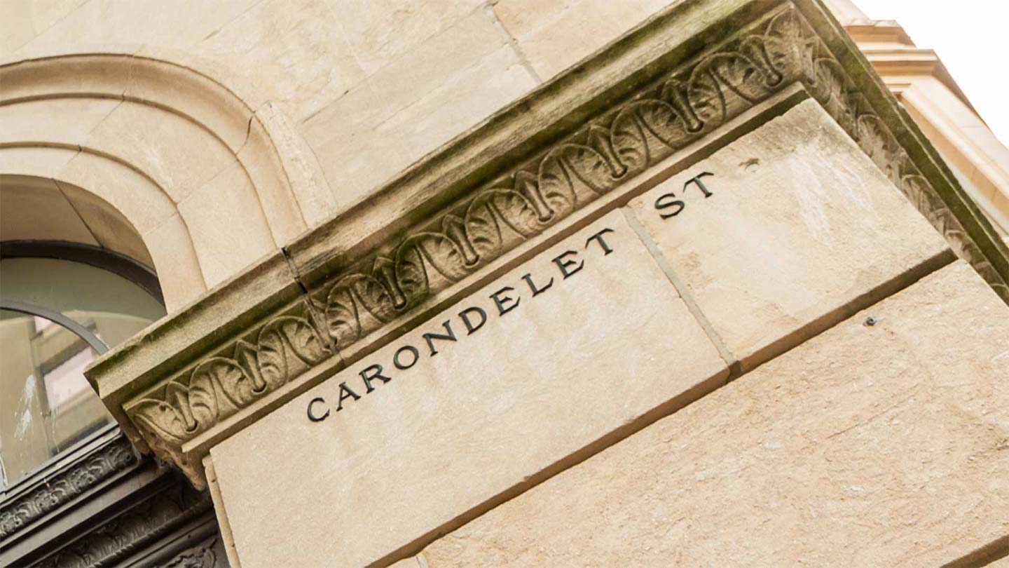 Carondelet Street carved into the building